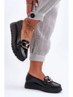 Kožené Mokasíny Na Platformě S Ozdobou Černá Desmond