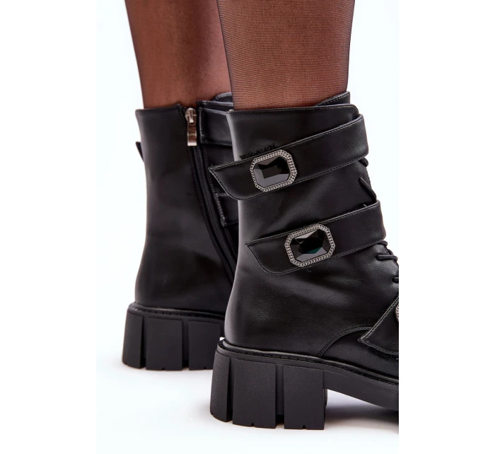 Dámské kožené boty černé SBarski MR870-62