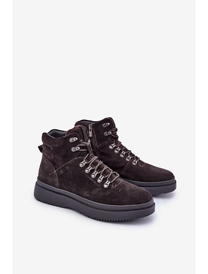 Semišové pánské zateplené kotníkové boty Big Star model 21675404 hnědé - Big Star Shoes Semišové pánské zateplené kotníkové boty Big Star model 21675404 hnědé - Big Star Shoes