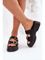 Dámské Klapky Na Klínu A Platformě S Přezkami Černé Nitarelia Dámské Klapky Na Klínu A Platformě S Přezkami Černé Nitarelia
