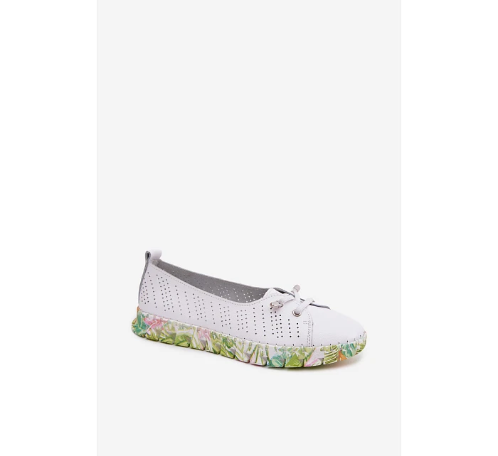 Kožené dámské polobotky S.Barski GR61-5970 Bílé