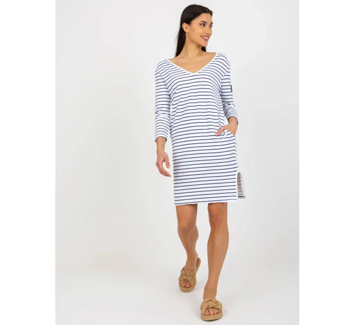 Dámské šaty TW SK BL 1010 šaty.74 bílá a tmavě modrá - FPrice