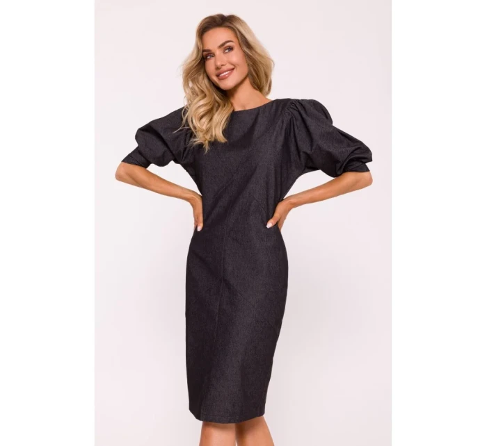M803 Šaty s puff rukávy - grafitové