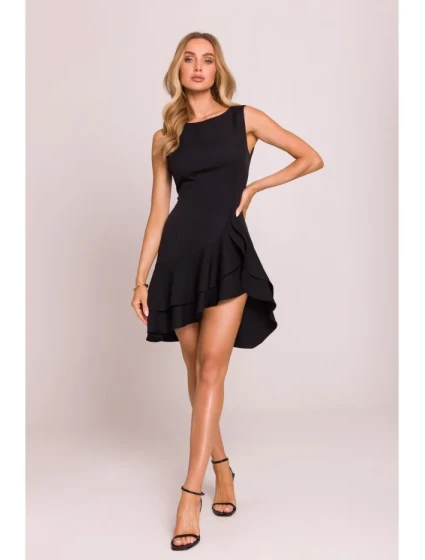 M850 Volánové mini šaty - černé