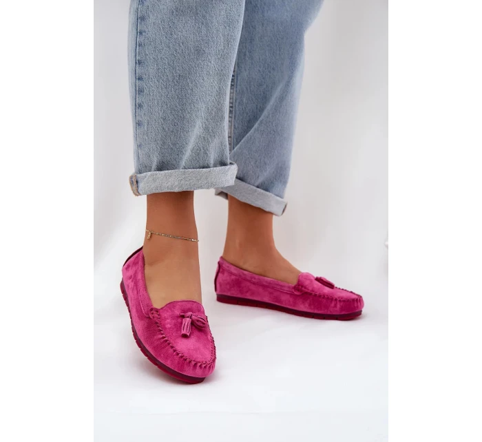 Dámské klasické semišové mokasíny S.Barski – fuchsiové