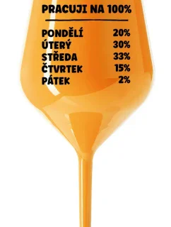 PRACUJI NA 100% - oranžová nerozbitná sklenice na víno 470 ml