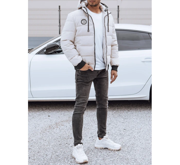 Pánská prošívaná zimní bunda s kapucí bílá FashionStreet TX4843