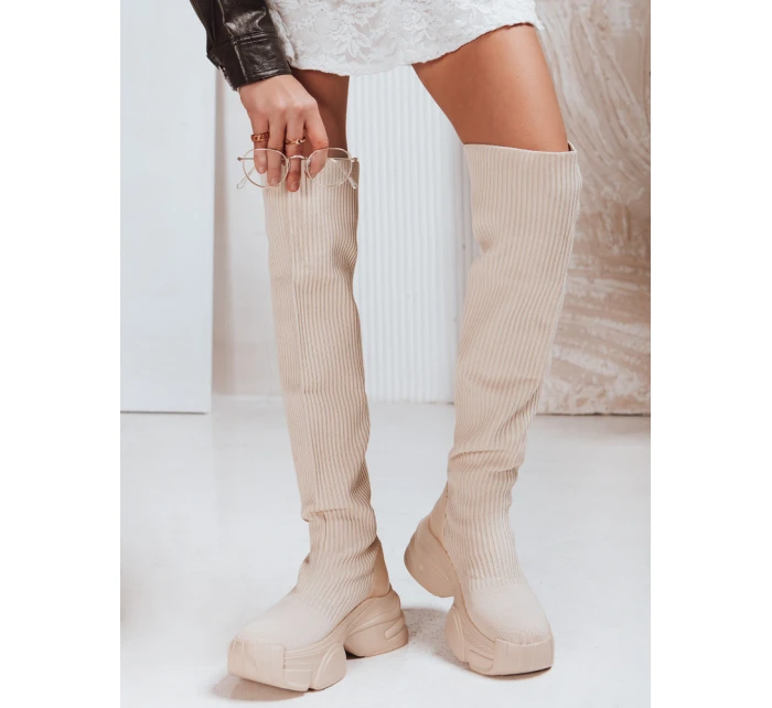 FashionStreet béžové dámské ponožkové boty ZY1322 FashionStreet béžové dámské ponožkové boty ZY1322