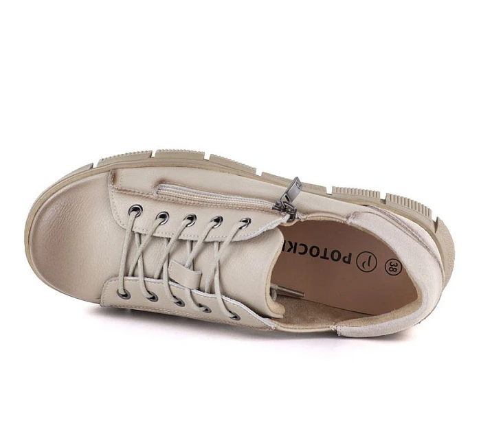 Dámské kožené boty na platformě béžové Cambell 26-19305 Dámské kožené boty na platformě béžové Cambell 26-19305