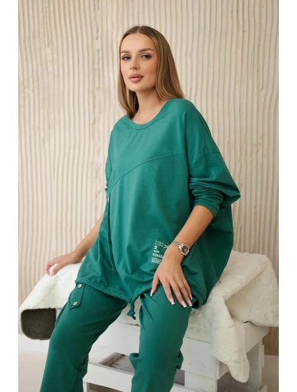 Oversize bavlněný komplet teplákové + kalhoty zelený Oversize bavlněný komplet teplákové + kalhoty zelený