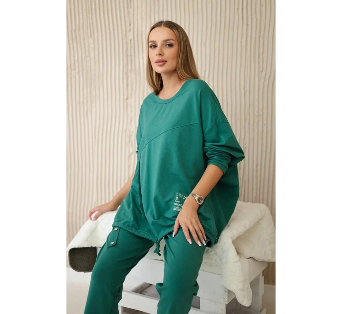 Oversize bavlněný komplet teplákové + kalhoty zelený Oversize bavlněný komplet teplákové + kalhoty zelený