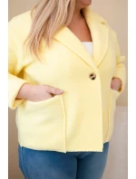 Dámská bunda Plus Size s  a kapsami žlutá model 21908685 - K-Fashion
