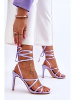 Dámské Sandály Vázané Na Vysokém Podpatku Fialová model 21619380 - Boto