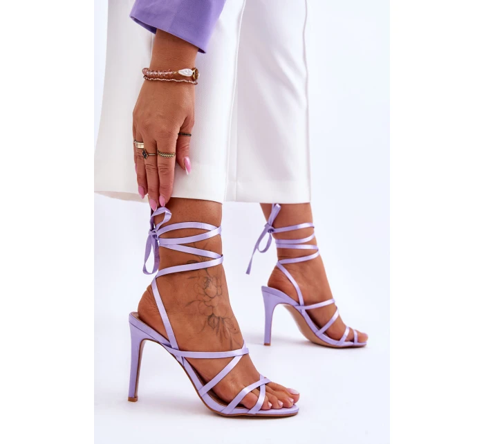 Dámské Sandály Vázané Na Vysokém Podpatku Fialová model 21619380 - Boto