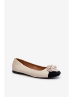 Dámské baleríny z ekologické kůže s ozdobným detailem béžové model 21666309 - Boto
