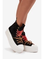 Semišové zateplené dámské tenisky na robustní platformě GOE SS2N4046 Černé Semišové zateplené dámské tenisky na robustní platformě GOE SS2N4046 Černé