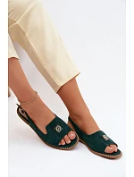 Dámské sandály na ploché podrážce s ozdobným detailem S.Barski KV61-6015 Zelené