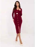 Sukienka PM SK model 21365600 bordowy - FPrice Sukienka PM SK model 21365600 bordowy - FPrice