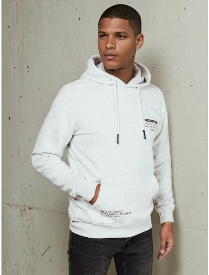 Pánská mikina s kapucí světle šedá Dstreet BX5690 Pánská mikina s kapucí světle šedá Dstreet BX5690