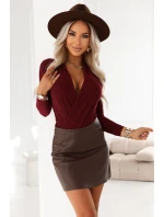 Dámské BODY s obálkovým výstřihem vínové model 21781180 - numoco Dámské BODY s obálkovým výstřihem vínové model 21781180 - numoco