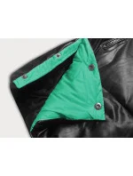 Černo-zelená volná dámská bunda z eko kůže (ag6-21)