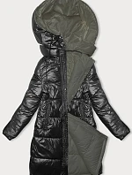Dámská silná oboustranná zimní bunda černá-khaki (V768g)