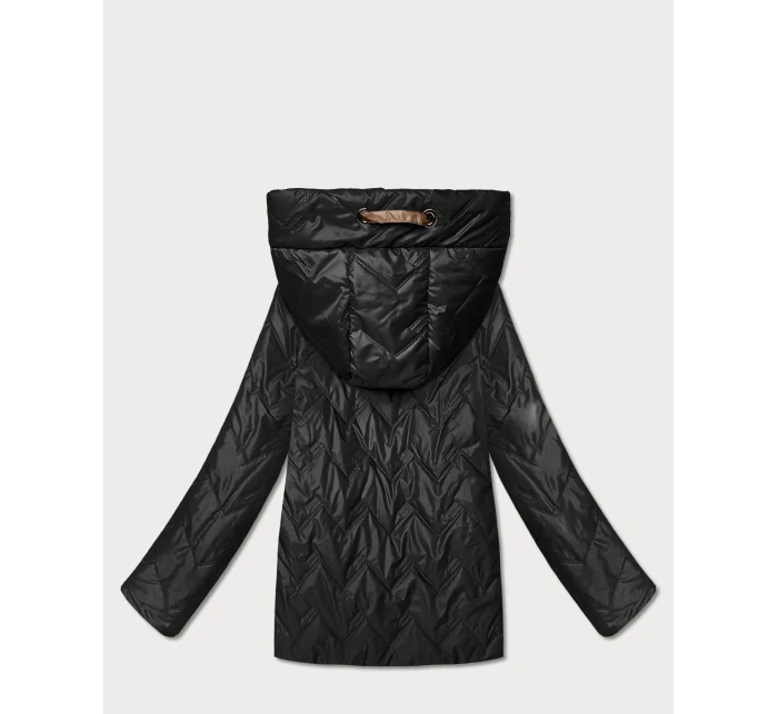 Pikowana kurtka damska z kapturem Goodlookin czarna (B8596-1)