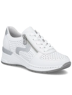 Dámské bílé kožené tenisky na platformě Rieker N4340-80