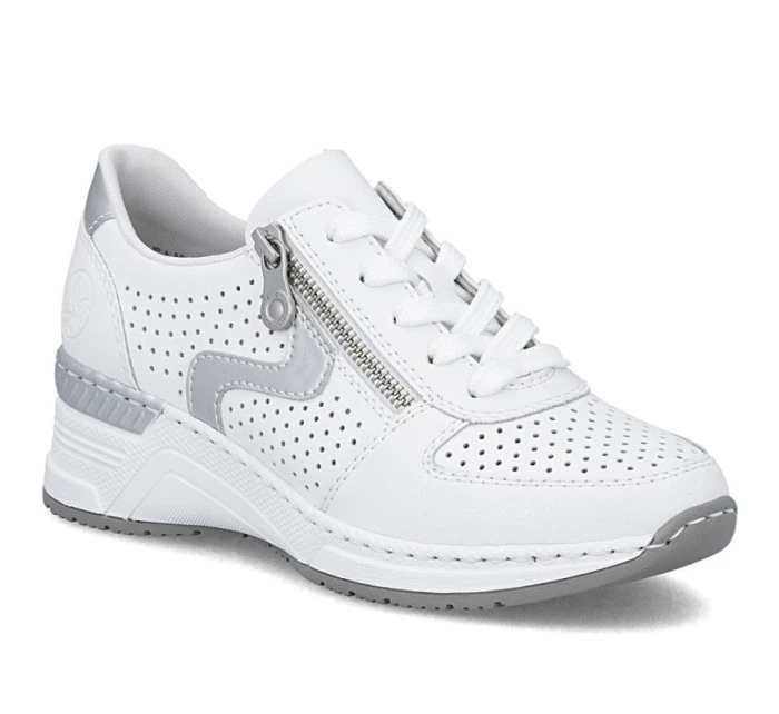 Dámské bílé kožené tenisky na platformě Rieker N4340-80