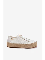 Krajkové tenisky espadrilky na platformě model 22102795 Bílé - Lee Cooper Krajkové tenisky espadrilky na platformě model 22102795 Bílé - Lee Cooper