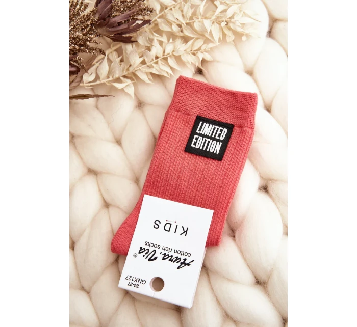 Dětské hladké ponožky s růžovou nášivkou