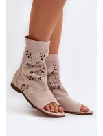 Zazoo dámské semišové sandály se svrškem na zip, béžová Zazoo dámské semišové sandály se svrškem na zip, béžová