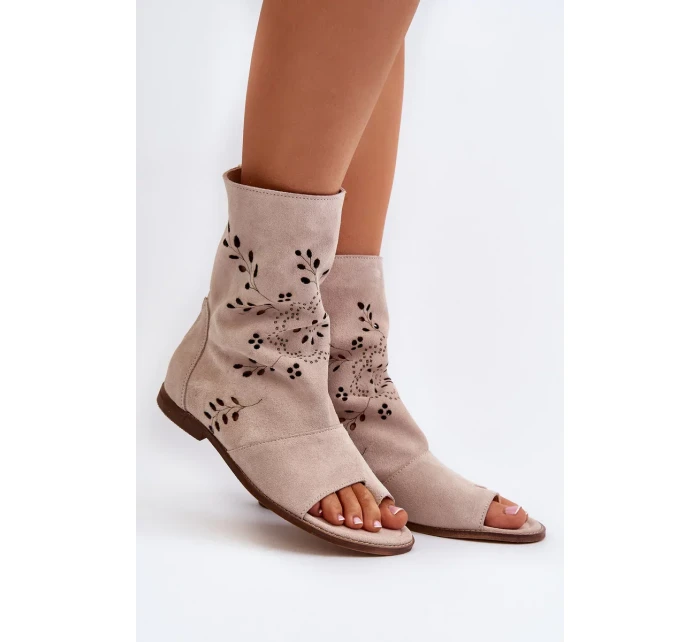 Zazoo dámské semišové sandály se svrškem na zip, béžová Zazoo dámské semišové sandály se svrškem na zip, béžová