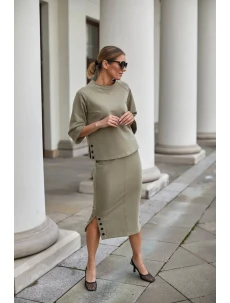Sukně a halenka M329 model 159545 khaki - La Aurora