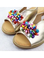 Dámské zlaté sandály s korálky Filippo DS6230