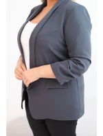 Dámská sako Plus Size bez zapínání s podšívkou model 21468632 grafitová - K-Fashion