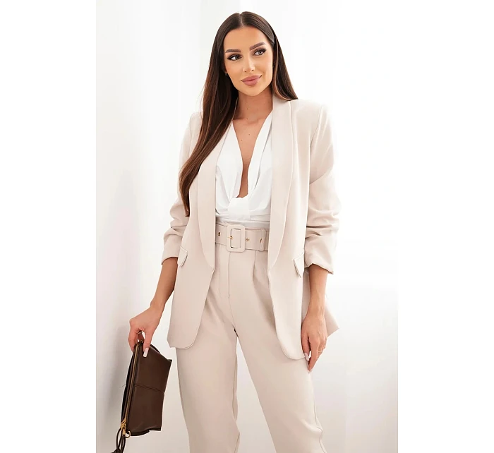 Elegantní komplet saka a kalhot béžový