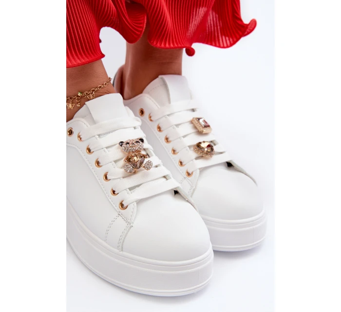 Dámské boty na platformě s ozdobami bílé Herbisa Dámské boty na platformě s ozdobami bílé Herbisa