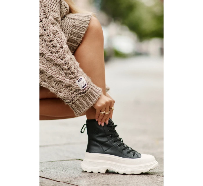 Kožené Zateplené Tenisky Na Masivní Platformě Big Star model 21676148 Černé - Big Star Shoes Kožené Zateplené Tenisky Na Masivní Platformě Big Star model 21676148 Černé - Big Star Shoes