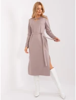 Sukienka LK SK model 19069217 ciemny bezowy - FPrice Sukienka LK SK model 19069217 ciemny bezowy - FPrice