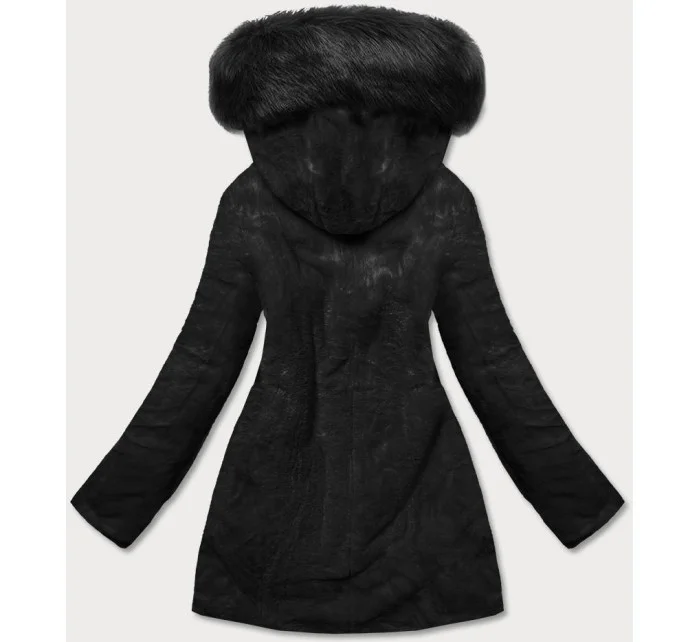 Černá teplá oboustranná dámská zimní bunda (w610)