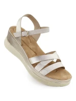 Dámské zlaté sandály na podpatku Vinceza 15358