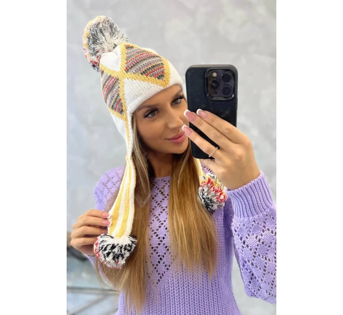 Dámská klapka na uši Eunika K322 bílá+žlutá Dámská klapka na uši Eunika K322 bílá+žlutá