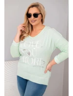 Dámská blůza Plus Size s potiskem Love You More mentolová