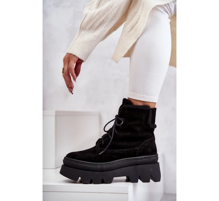 Semišové teplé šněrovací boty Černe model 21598766 - Boto