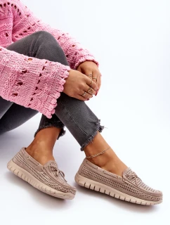 Dámské mokasíny s mašlí béžové model 21650300 - VINCEZA