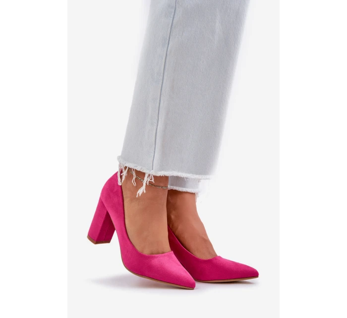 Dámské Lodičky Na Klínku Eko Velur Fuchsie Florena