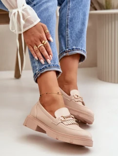 Dámské Mokasíny S Ozdobou Eko Kožené Béžové Tialorae