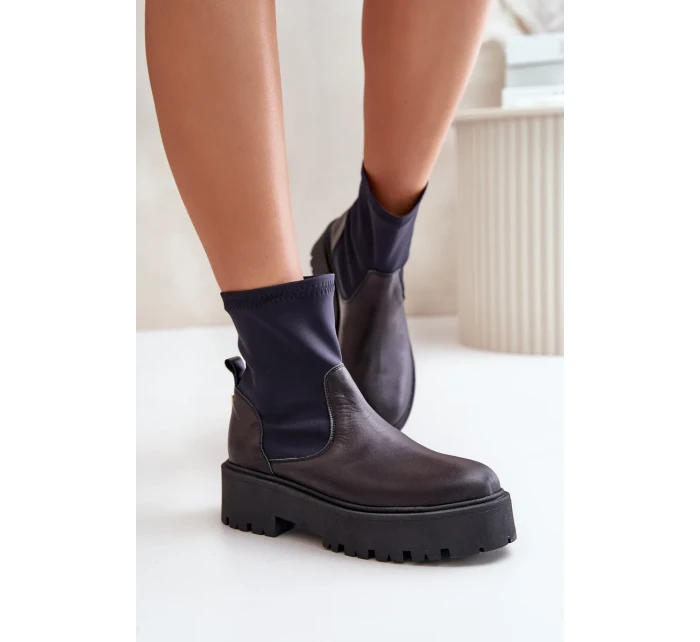 Zazoo 2947 Wsuwane Botki Damskie Ze Skóry Naturalnej Czarne Zazoo 2947 Wsuwane Botki Damskie Ze Skóry Naturalnej Czarne