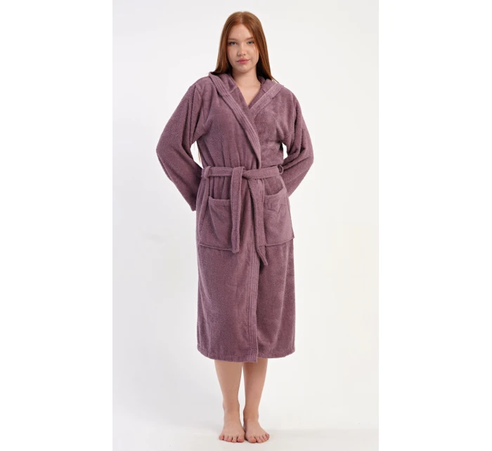 Dámský župan dlouhý s kapucí Vřes